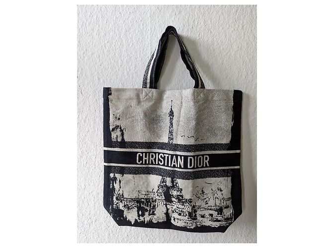 Borsa tote di Christian Dior Bianco Blu scuro - vista 2