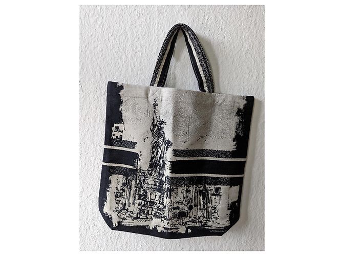Borsa tote di Christian Dior Bianco Blu scuro - vista 3