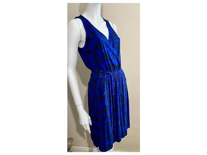 Diane Von Furstenberg Abito avvolgente nero e blu DvF Obelixe - vista 2