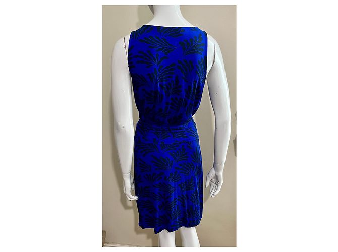 Diane Von Furstenberg Abito avvolgente nero e blu DvF Obelixe - vista 3