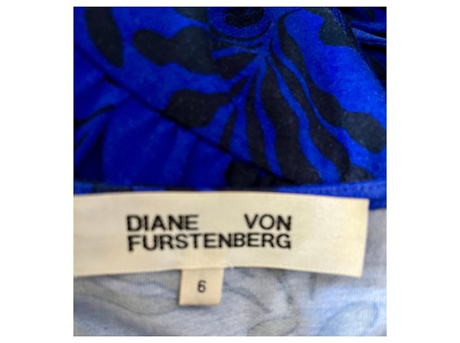 Diane Von Furstenberg Abito avvolgente nero e blu DvF Obelixe - vista 4
