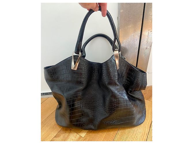 Grande borsa tote Kenzo in pelle nera Nero - vista 4
