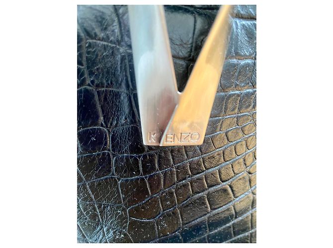 Grande borsa tote Kenzo in pelle nera Nero - vista 5
