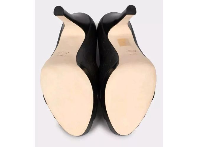 Décolleté Gucci Guccissima in pelle nera con monogramma GG e punta aperta con morsetto a cavallo. - vista 6