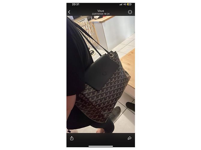 Borsa a mano Goyard Rouette Souple Nera in Tela Nero - vista 2