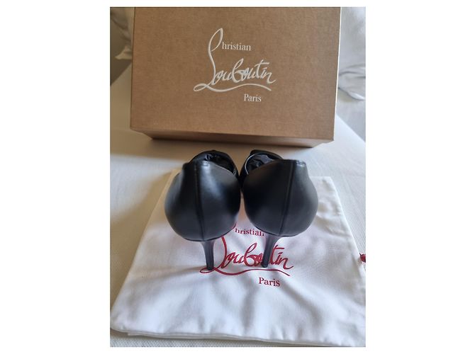 Décolleté Christian Louboutin Open Apostropha in pelle nappa nera - vista 7