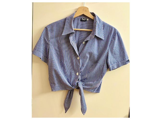 Dolce & Gabbana cropped Bluse Vintage Weiß Blau - Ansicht 2
