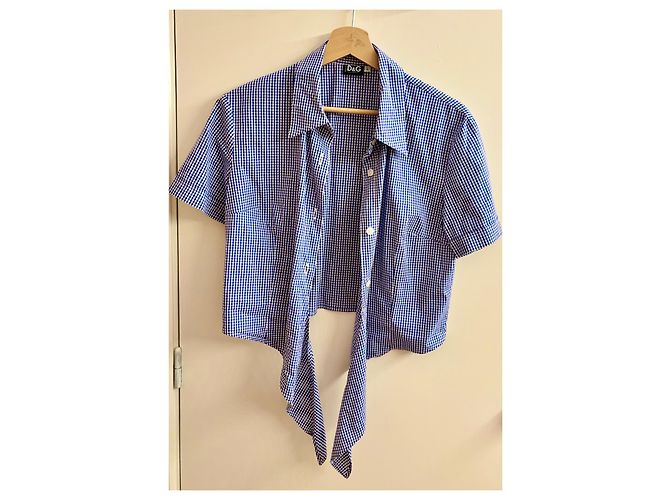 Dolce & Gabbana cropped Bluse Vintage Weiß Blau - Ansicht 3