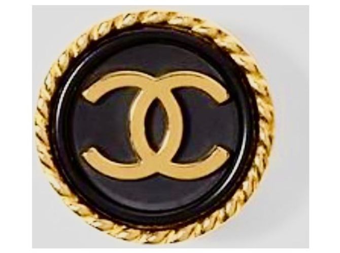Pendientes de botón CHANEL con el logo CC entrelazado de 1995 Negro Dorado - vista 5
