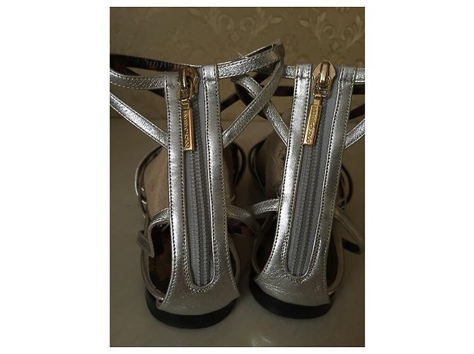 Sandali Dolce & Gabbana in pelle argento - vista 10