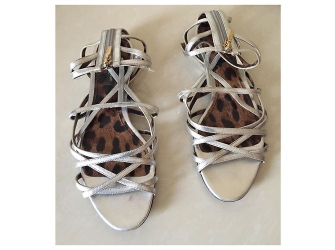 Sandali Dolce & Gabbana in pelle argento - vista 8