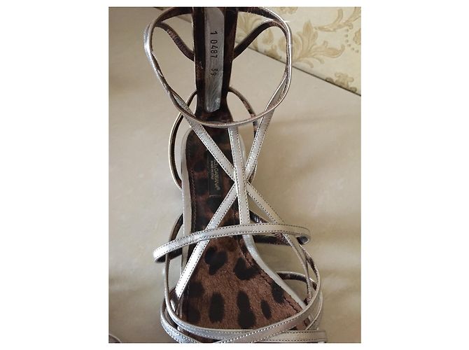 Sandali Dolce & Gabbana in pelle argento - vista 9