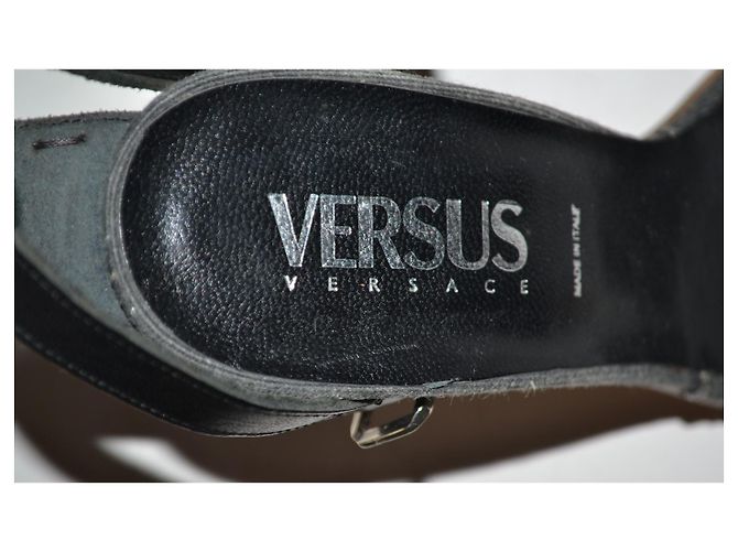 Sandali Versus Versace in pelle e denim nero - vista 6