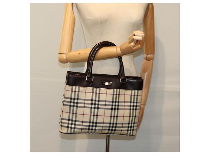 BURBERRY Borsa a mano Nova Check Canvas Beige Auth ep4500 - vista 20