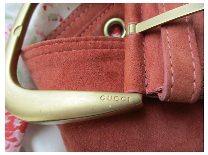 Gucci Alcantara-Gürtel in Pfirsich. Angeln - Ansicht 5
