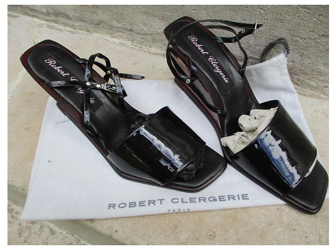 Robert Clergerie Zeppe in pelle nera lucida taglia 38. Nero - vista 3