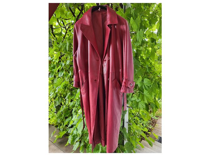 Hermès Abrigo trench de cuero Hermes Sport Burdeos - vista 2