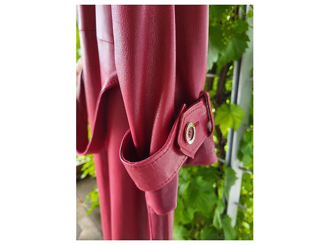 Hermès Abrigo trench de cuero Hermes Sport Burdeos - vista 5
