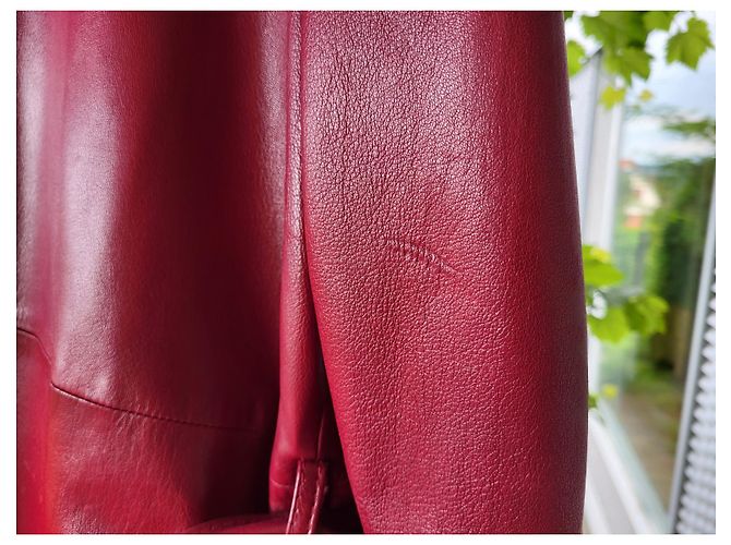Hermès Abrigo trench de cuero Hermes Sport Burdeos - vista 7