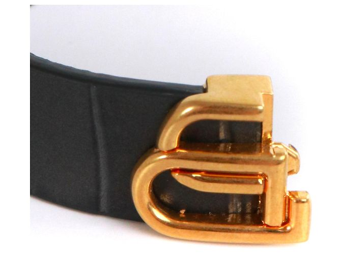 BALENCIAGA - Pulseira BB em couro cinza com estampado de crocodilo da Balenciaga - vista 4