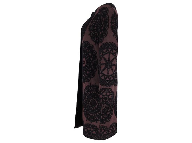 M Missoni Patterned Knit Short Coat in Brown Viscose - view 2