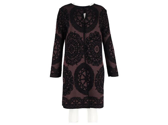 M Missoni Patterned Knit Short Coat in Brown Viscose - view 4