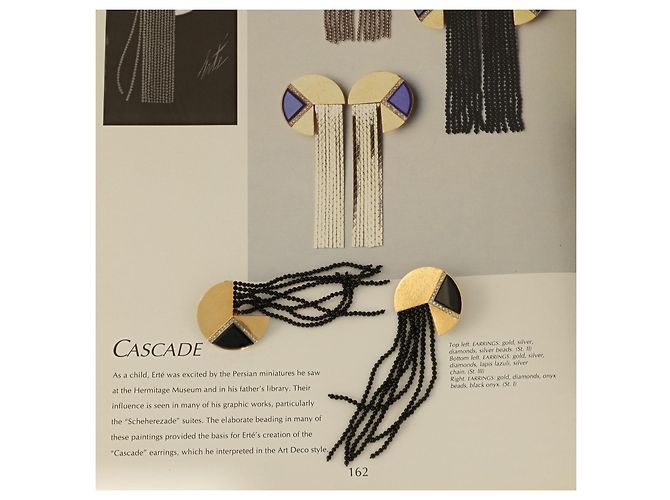 Autre Marque Orecchini Erte Cascade Art Déco in Oro 14K e Onice Nero D'oro - vista 9