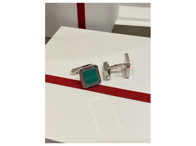 Gemelli Cartier Santos in argento e malachite Silver hardware - vista 2