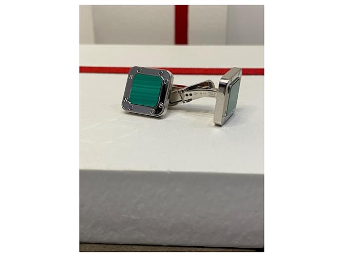 Gemelli Cartier Santos in argento e malachite Silver hardware - vista 3