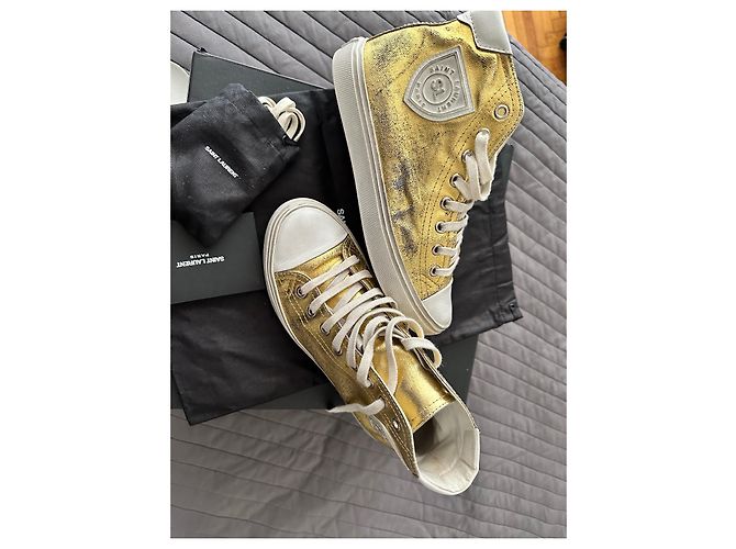 Baskets à talons Saint Laurent Bedford Cuir Doré - vue 11