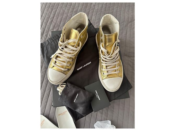 Baskets à talons Saint Laurent Bedford Cuir Doré - vue 2