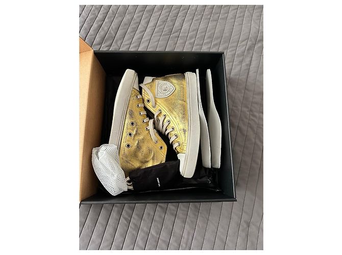 Baskets à talons Saint Laurent Bedford Cuir Doré - vue 3
