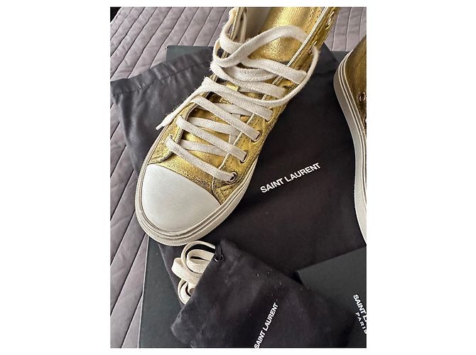 Baskets à talons Saint Laurent Bedford Cuir Doré - vue 4