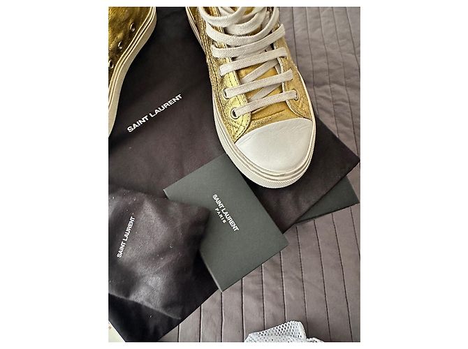 Baskets à talons Saint Laurent Bedford Cuir Doré - vue 5
