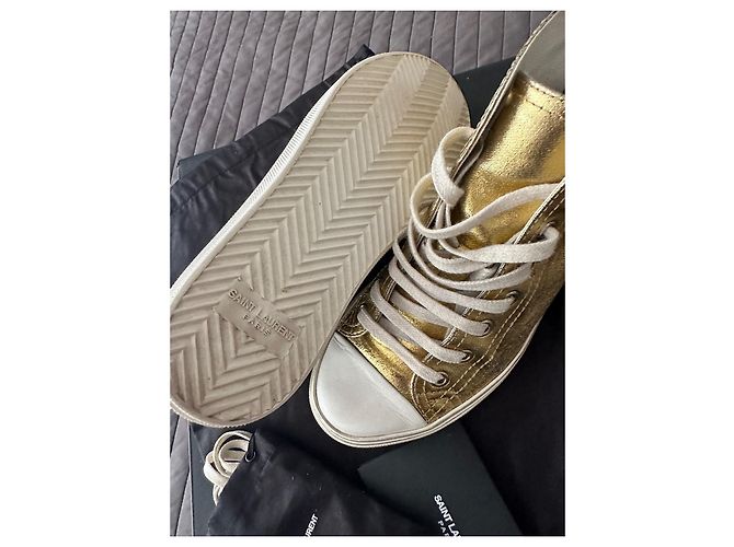 Baskets à talons Saint Laurent Bedford Cuir Doré - vue 7