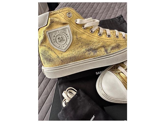 Baskets à talons Saint Laurent Bedford Cuir Doré - vue 8