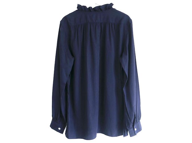 Camisa azul marino con volantes Aime Benson - vista 4