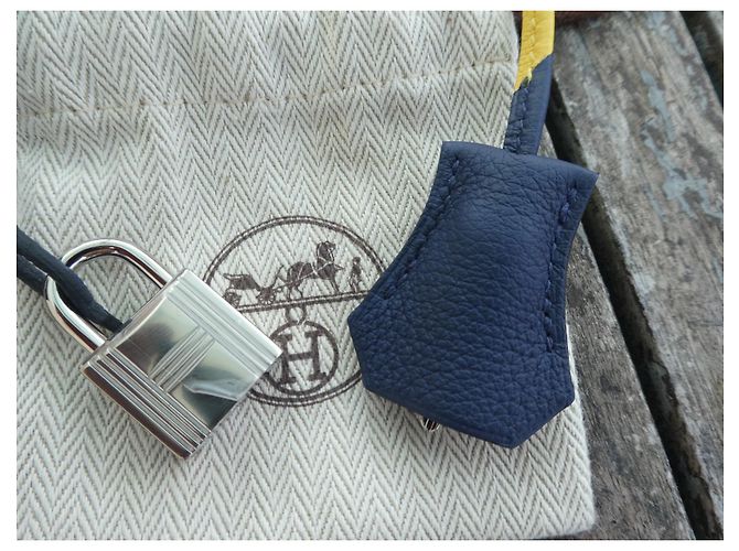 campanella, linguetta e lucchetto hermès nuovo per borsa hermès dustbag Blu - vista 3
