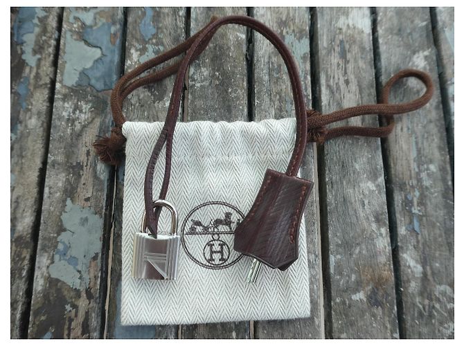 campanella, cerniera e lucchetto hermès nuovo per borsa hermès dustbag Marrone - vista 2
