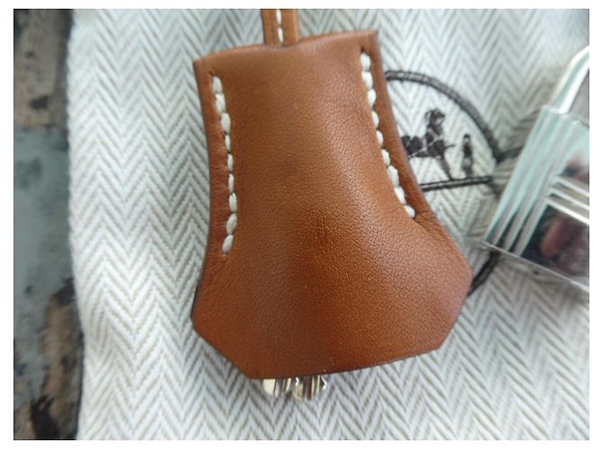 campanella, cerniera e lucchetto hermès nuovo per borsa hermès dustbag Marrone chiaro - vista 3