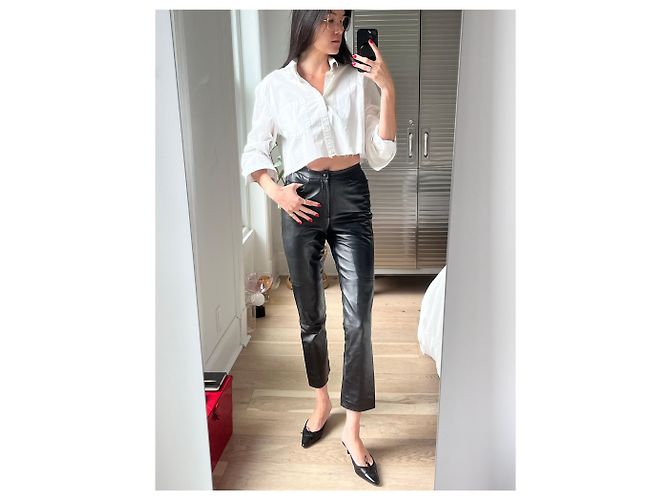Haider Ackermann Schwarze Lederhose - Ansicht 5