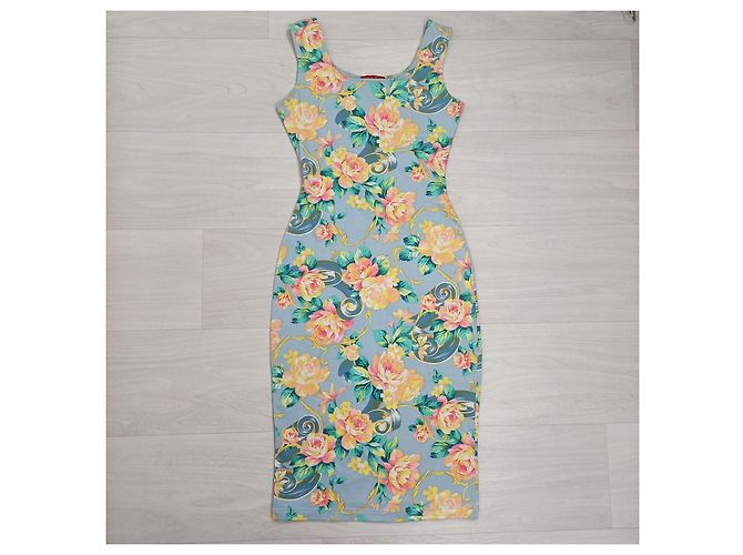 Kenzo Vintage Jungle Kleid in Blau mit Blumen Mehrfarben - Ansicht 4