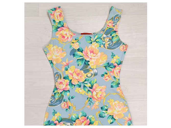 Kenzo Vintage Jungle Kleid in Blau mit Blumen Mehrfarben - Ansicht 5