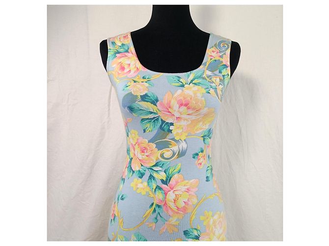 Kenzo Vintage Jungle Kleid in Blau mit Blumen Mehrfarben - Ansicht 7