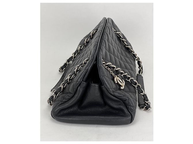 CHANEL Just Mademoiselle Borsa a Spalla in Caviar Trapuntato Nero - vista 4