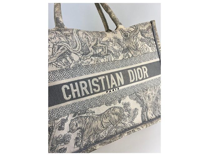 CHRISTIAN DIOR Medium Dior Book Graue Bestickte Tasche Weiß - Ansicht 2