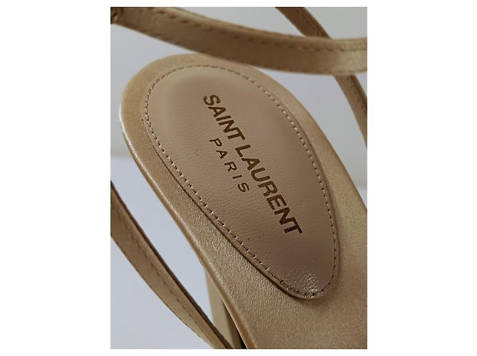 Saint Laurent Sandali New Nuit 110mm Beige Pelle - vista 3