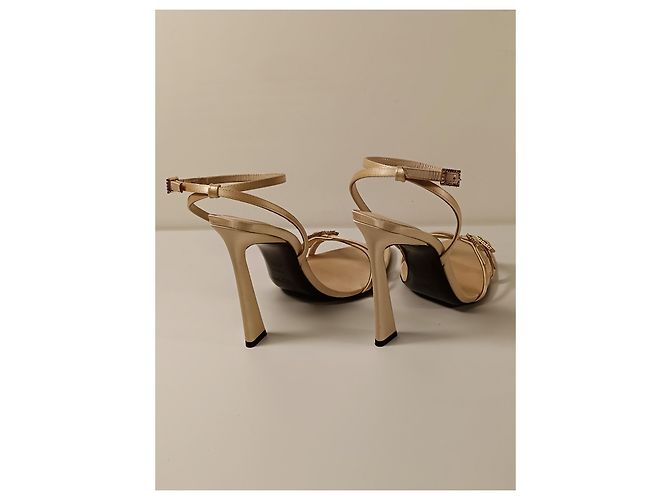 Saint Laurent Sandali New Nuit 110mm Beige Pelle - vista 5
