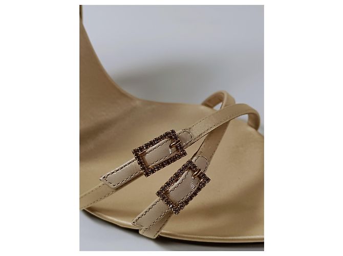 Saint Laurent Sandali New Nuit 110mm Beige Pelle - vista 9