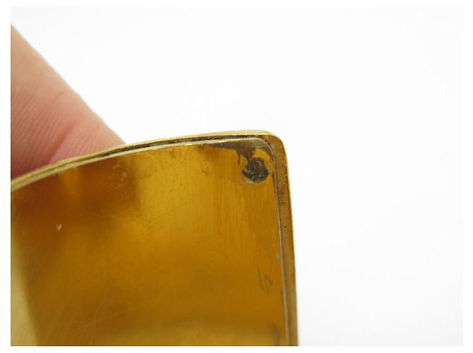 BRACCIALE VINTAGE CHANEL MANCHETTE LOGO CC 1970 T17 METALLO DORATO EMAIL NERO BANGLE D'oro - vista 6